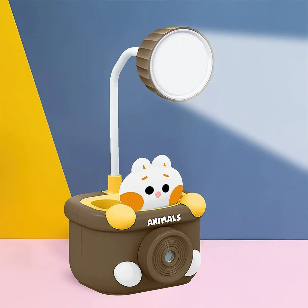 Plastic 3 in 1 USB Chargeable Led Light Table Night Lamp for Kids Bedroom with Pencil Sharpener & Pen Holder Stand for Girls & Boys (Multicolor)