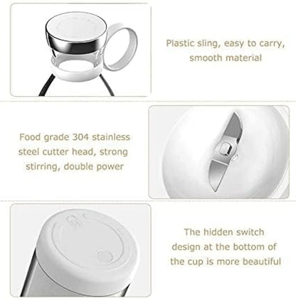 Portable Usb Juicer Bottle Mixer Blender Smoothie Maker Grinder With 4 Stainless Steel Blades 2000Mah 350Ml For Fruits