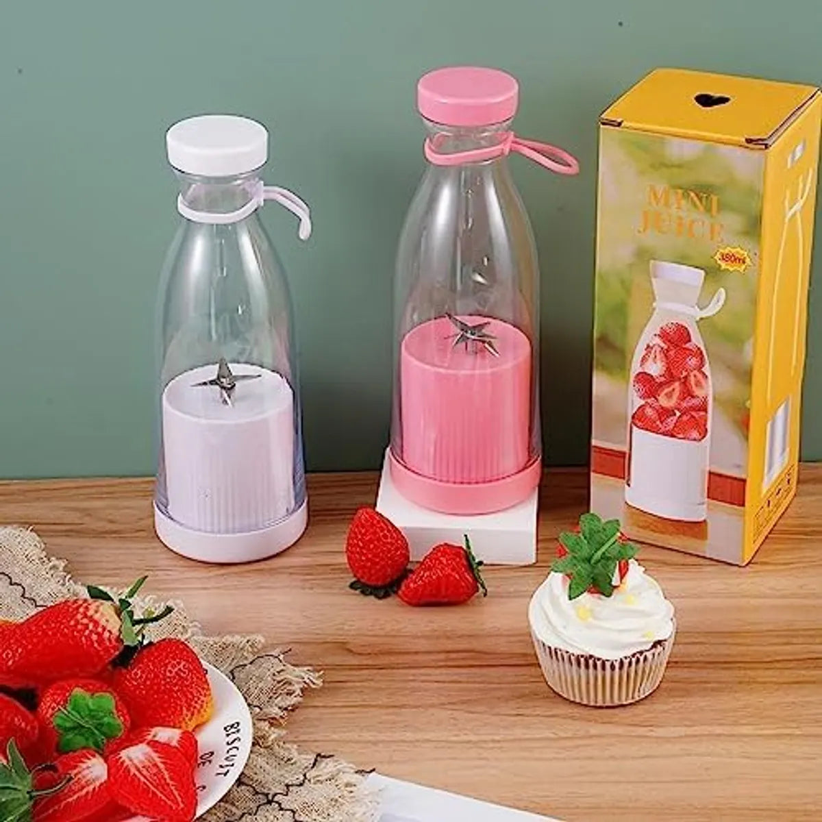 Portable Usb Juicer Bottle Mixer Blender Smoothie Maker Grinder With 4 Stainless Steel Blades 2000Mah 350Ml For Fruits
