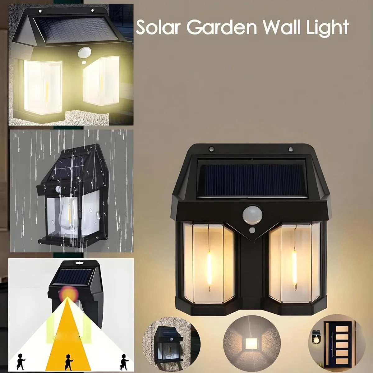 Stylish Solar Wall Lamp with Motion Sensor & 2 Lightining Modes